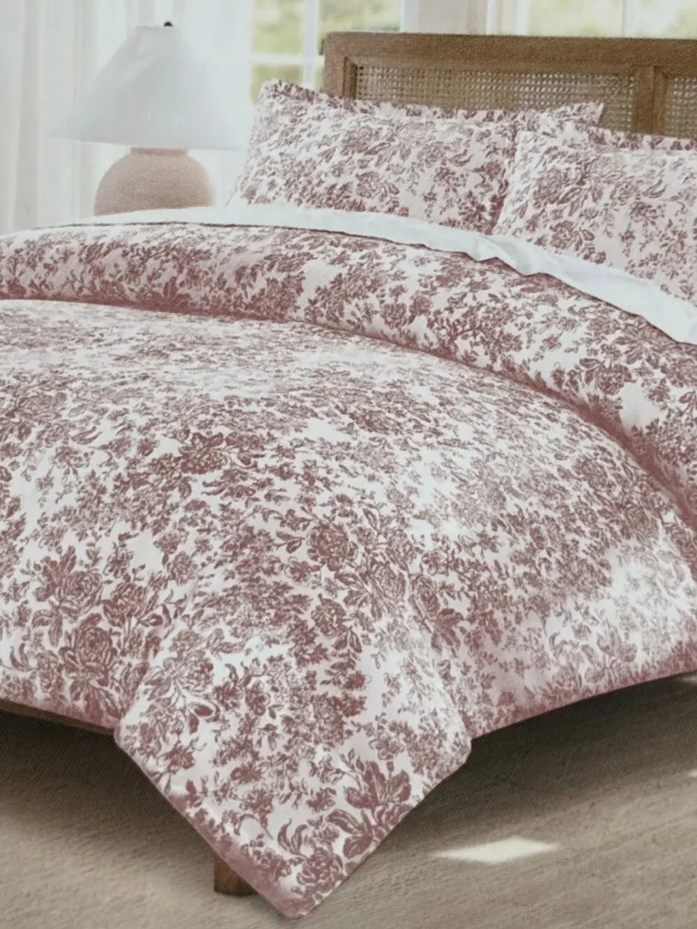 Rachel Ashwell Shabby King Size Cotton Duvet Set - Redish Floral (106